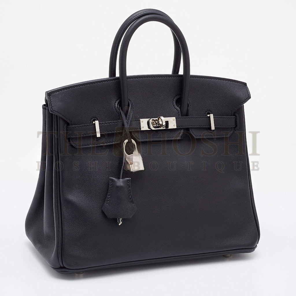 H**me5 BIRKIN 25 SWIFT LEATHER BLACK SILVER BUCKLE BAG H049362CK02 (25*20*13cm) Master Quality